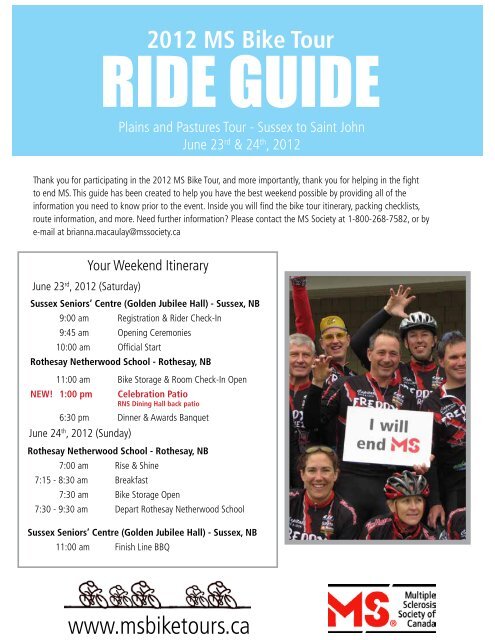 2012 MS Bike Tour - Multiple Sclerosis Society of Canada