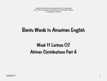 Bantu Words in American English - Montclair State University