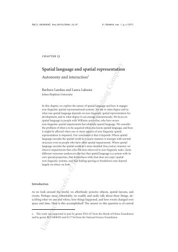 Landau, B. & Lakusta, L. (2006). Spatial language and spatial ...