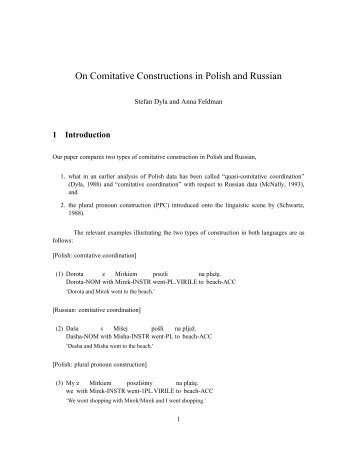 On Comitative Constructions in Polish and Russian - Montclair State ...