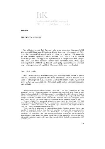 Szemle - Irodalomtörténeti Közlemények