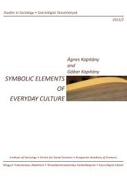 symbolic elements of everyday culture - MTA Szociológiai ...