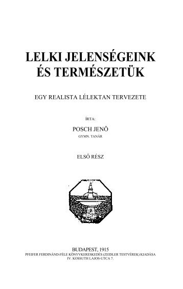 Lelki jelenségeink és természetünk. 1.