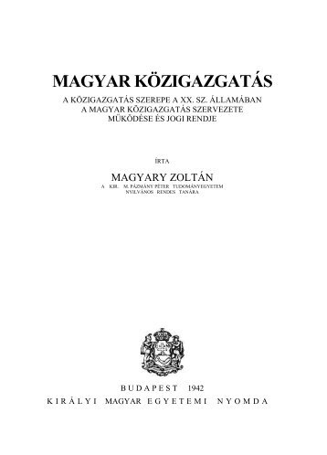 MAGYAR KÖZIGAZGATÁS