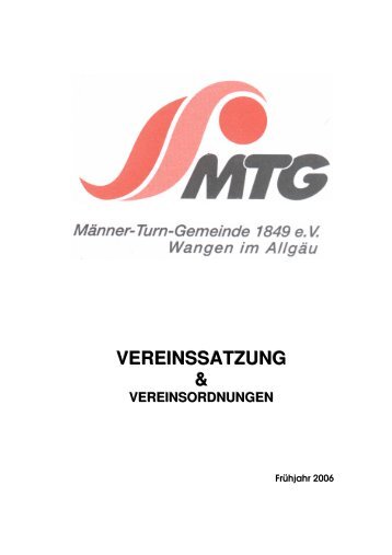 VEREINSSATZUNG & - MTG Wangen 1849 e.V.