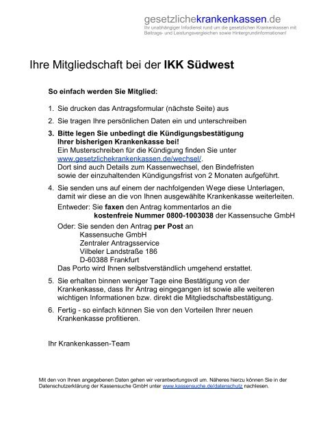 Vordruck Mitgliedserklarung