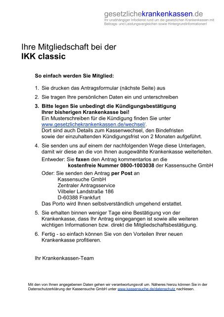 Mitgliedsantrag Bei Der Ikk Classic Krankenkassen