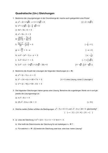 Quadratische (Un-) Gleichungen\374