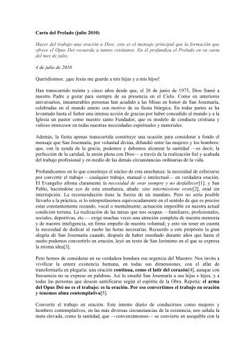 PDF: Carta del Prelado (julio 2010) - Opus Dei