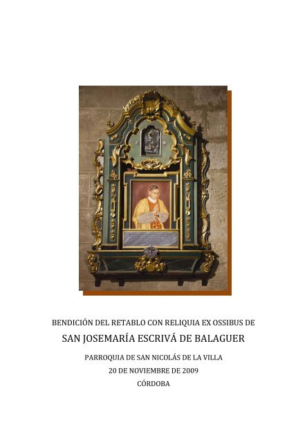 Folleto para la ceremonia de bendición del retablo con ... - Opus Dei