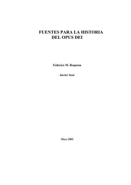 PDF: Fuentes para la historia del Opus Dei