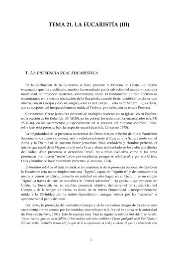 TEMA 21. LA EUCARISTÍA (III)