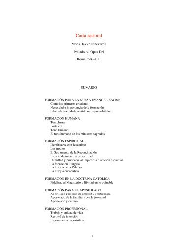 PDF: Carta pastoral - Opus Dei