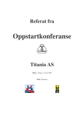 Referat fra Oppstartkonferanse Titania-1 - SBBU