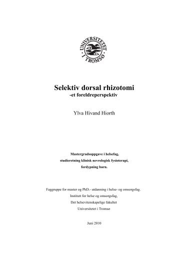 Selektiv dorsal rhizotomi - Munin - Universitetet i Tromsø