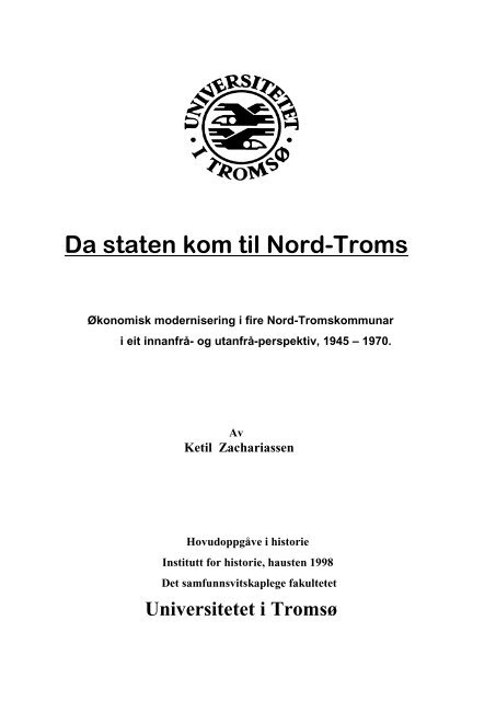 Da staten kom til Nord-Troms - Munin - Universitetet i Tromsø