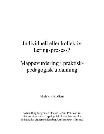 Individuell eller kollektiv læringsprosess? - Munin - Universitetet i ...