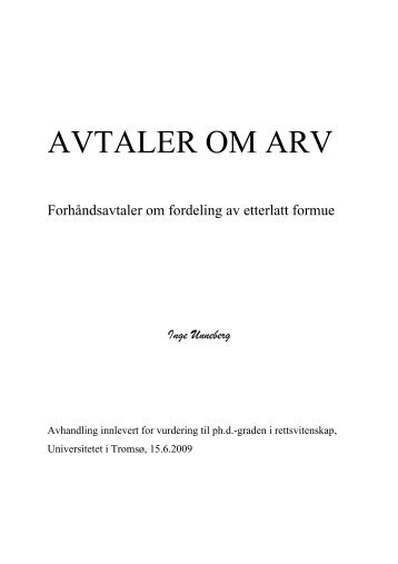Arv og avtale - Munin - Universitetet i Tromsø