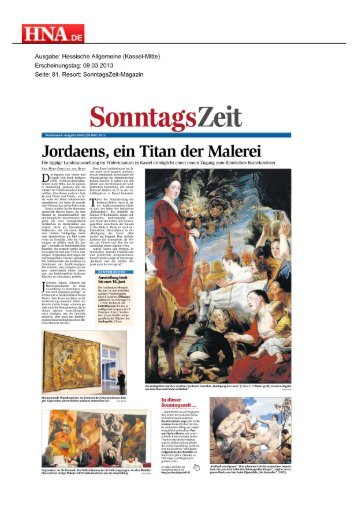 SonntagsZeit-Magazin zur Jordaens-Ausstellung