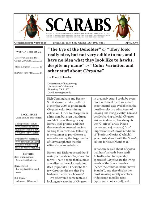 SCARABS - University of Nebraska State Museum