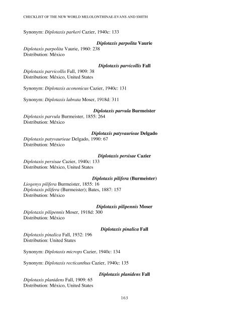 an electronic checklist of the new world chafers - University of ...