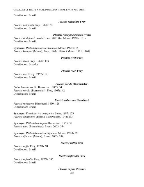 an electronic checklist of the new world chafers - University of ...