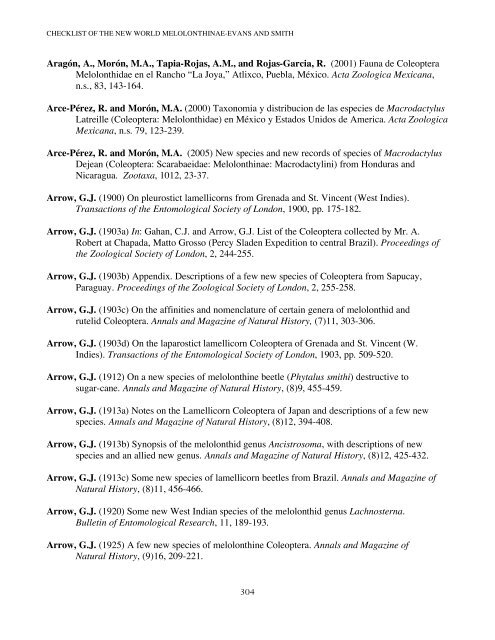 an electronic checklist of the new world chafers - University of ...