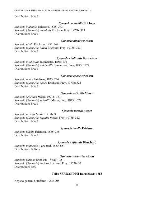 an electronic checklist of the new world chafers - University of ...