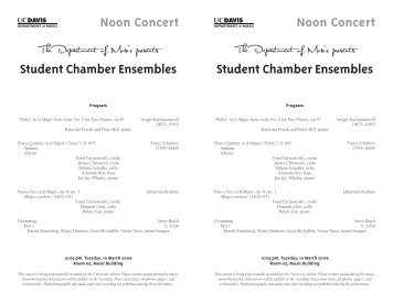 Noon Concert Student Chamber Ensembles Noon Concert Student