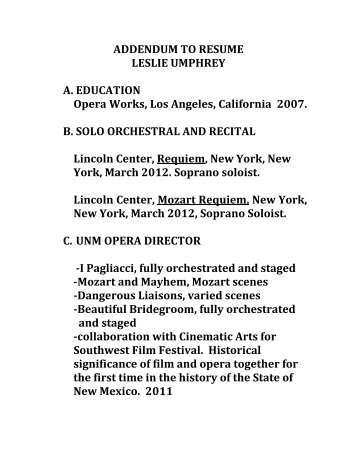 addendum to resumes