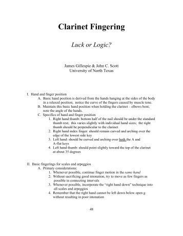 “Clarinet Fingering: Luck or Logic?” By James Gillespie & John Scott