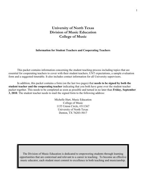 University of North Texas - UNT College of Music - University of ...