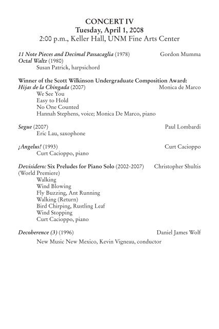 37th Annual Composers' Symposium Program - Department of ...