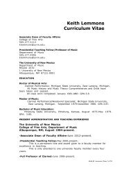 Keith Lemmons Curriculum Vitae - Department of Music - University ...