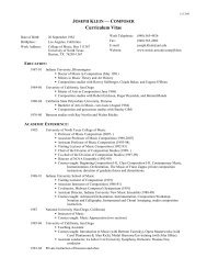 Curriculum Vitae - UNT College of Music - University of North Texas