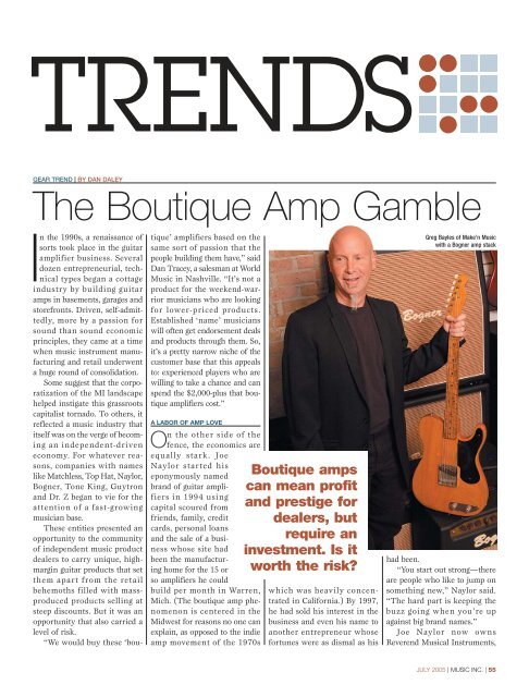 The Boutique Amp Gamble - Music Inc. Magazine