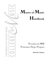 Master of Music Handbook - UNT College of Music - University of ...