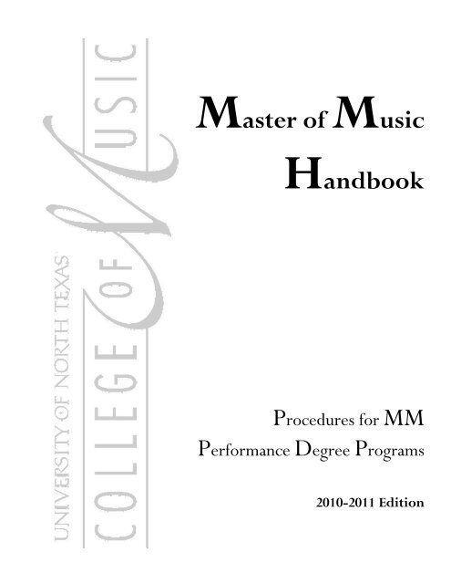 Master of Music Handbook - UNT College of Music - University of ...