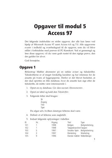 Opgaver til modul 5 Access 97