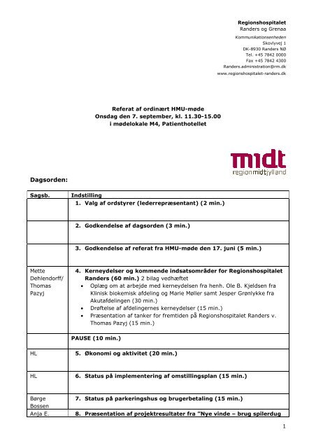 Referat af ordinært HMU-møde 070911 - Regionshospitalet Randers