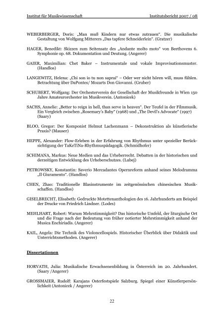 Jahresbericht für 2007/2008 (pdf) - Institut für Musikwissenschaft ...