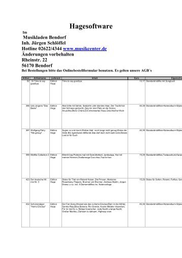 Hagesoftware - Musikladen Bendorf