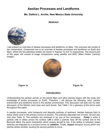 Aeolian processes and landforms - Mu-SPIN - NASA