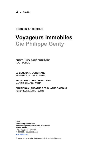 Voyageurs immobiles Cie Philippe Genty - Artishoc