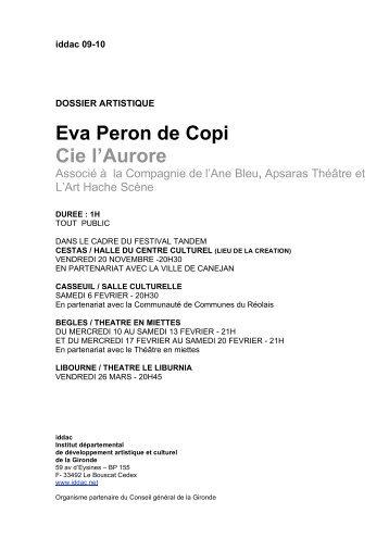 Eva Peron de Copi Cie l'Aurore - Artishoc