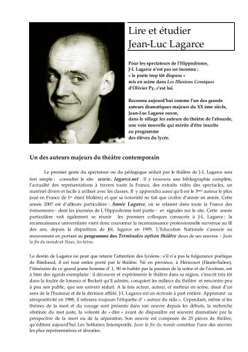 Lire et étudier Jean-Luc Lagarce - Artishoc
