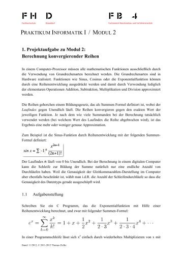 Projektaufgabe 2 - Informatik - Fachhochschule Düsseldorf