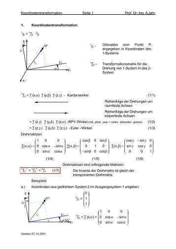 Koordinatentransformation Seite 1 Prof. Dr.-Ing. A ... - FB 4 Allgemein