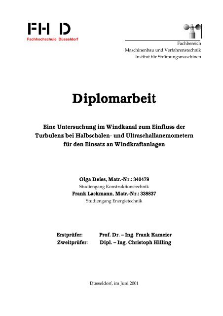 Diplomarbeit - FB 4 Allgemein - Fachhochschule Düsseldorf