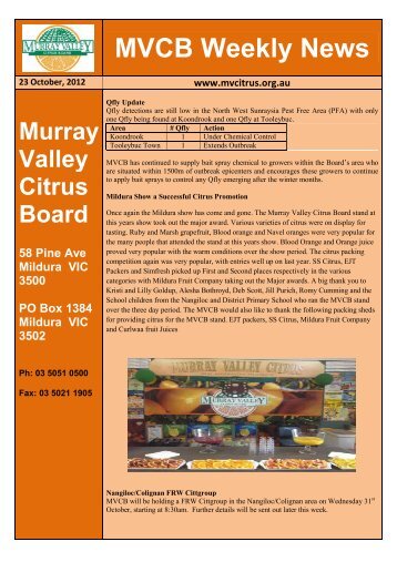 MVCB Weekly News - Murray Valley Citrus Board